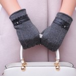 Handsker med sløjfe - Pernille, grå 